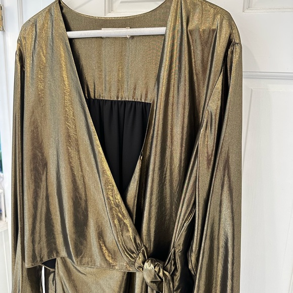 Ramy Brook Large wrap blouse metallic gold - Picture 5 of 12
